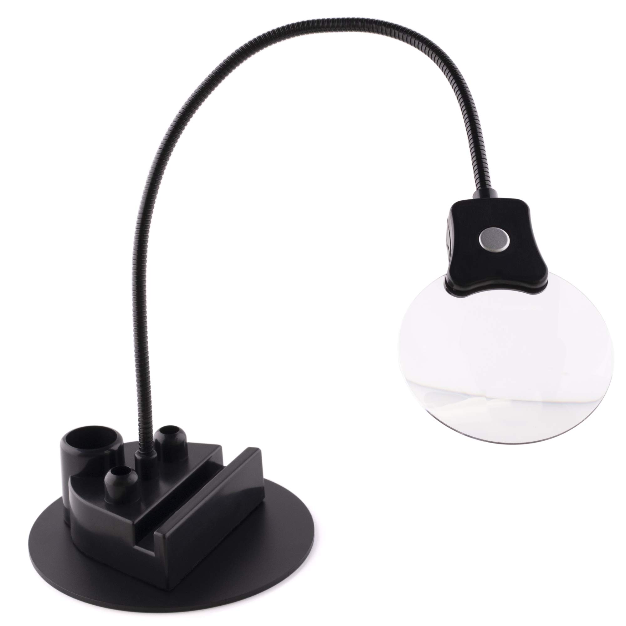 Roll With Us Depot 18650 Raw Perspector with UV and LED Light, 3X and 5X Magnifier, Magnetic Base for a Firm Stand, Plastic, Black