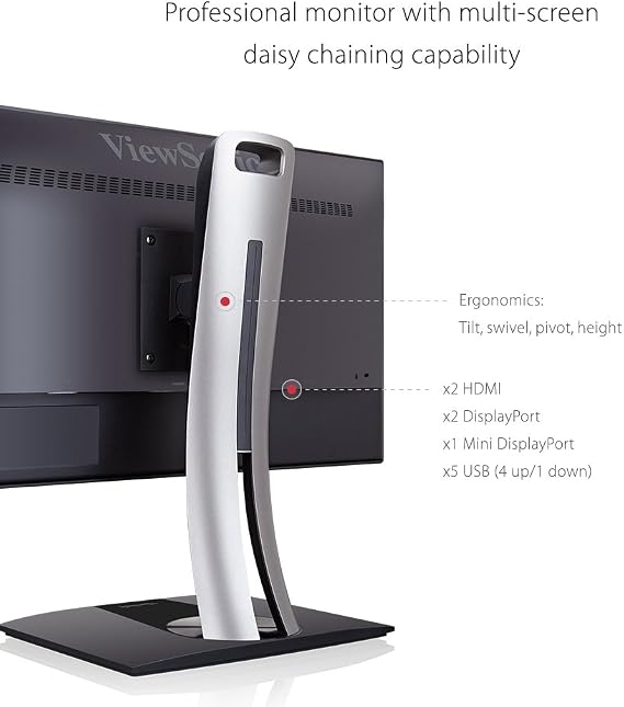 ViewSonic VP2468 24-Inch Premium IPS 1080p Monitor with Advanced Ergonomics, ColorPro 100% sRGB Rec 709, 14-bit 3D LUT, Eye Care, HDMI, USB, DP Daisy Chain for Home and Office