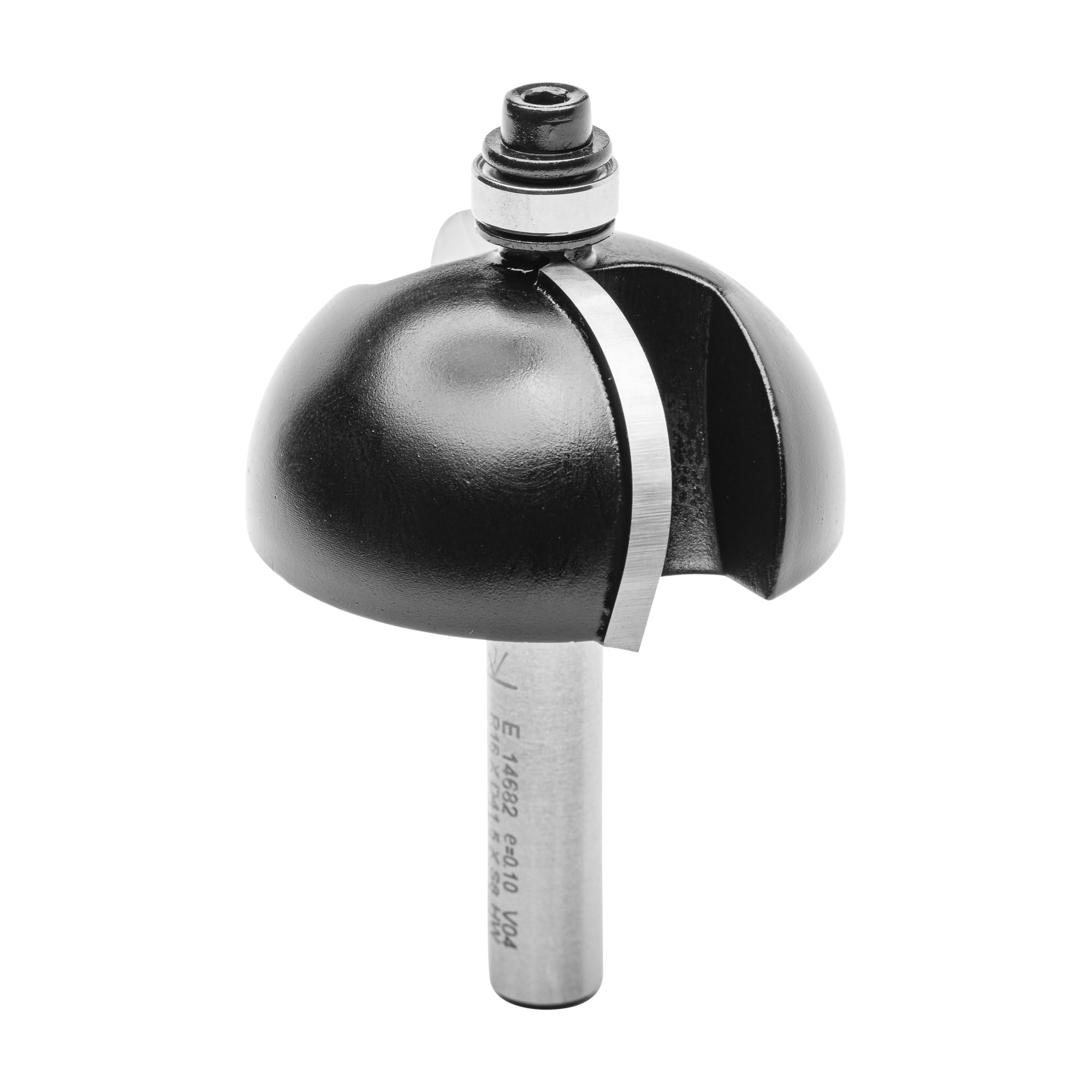 ENT 14682 Fresa de media caña, en carburo, vástago (S) 8 mm, diámetro (D) 41,5 mm, NL 19 mm, R 16 mm, SL 32 mm, con rodamiento