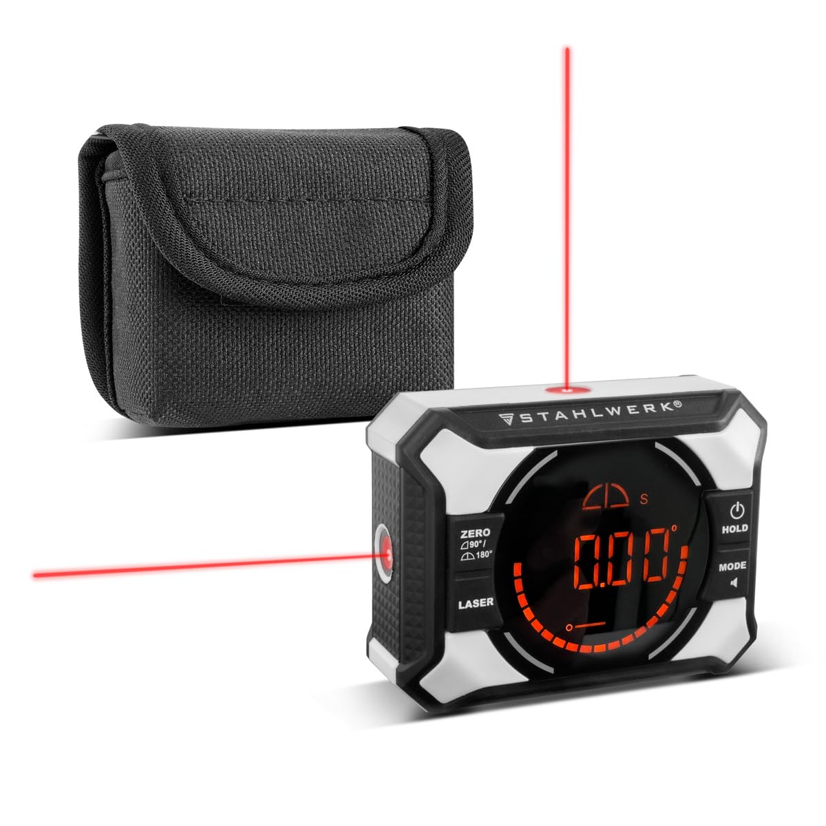 STAHLWERK Laser-Winkelmessgerät DAG-360 ST | Digitaler Winkelmesser | Level-Box | Wasserwaage mit Linien-Laser, Nivellier-Funktion, Magnetbefestigung, Lithium-Ionen-Akku und USB-C-Ladebuchse