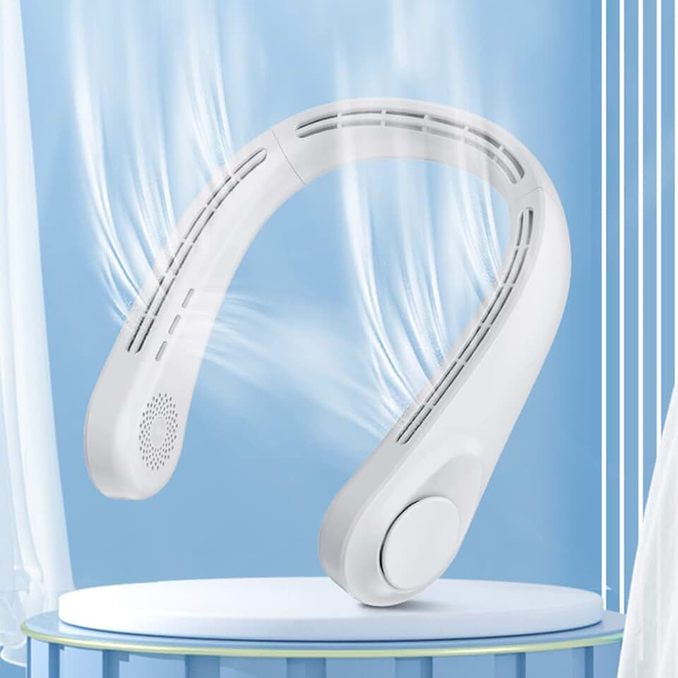 Leafless USB Hanging Neck Fans, Hands Free Bladeless Fan, Portable Rechargable Battery Personal Fan Portable Around Neck Fan, Leaf