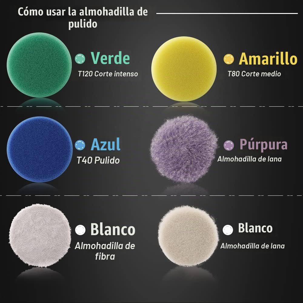 SPTA esponja de cera para pulir el coche, almohadillas de pulido planas de 6 pulgadas (150 mm)