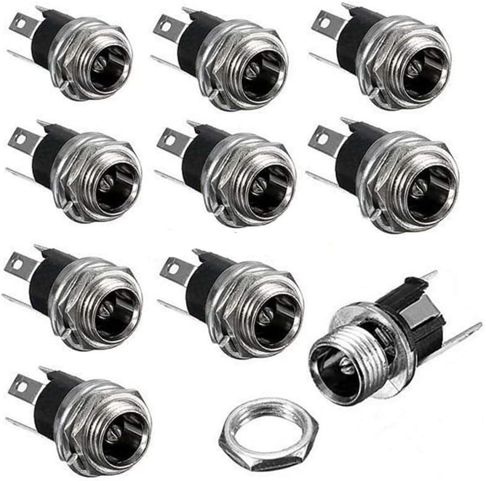 10-Pack DC Power Supply Female Panel Mount Connector 5.5 x 2.1mm Solder Lug Jack Adapter with Fixing Nut and Washer for Power Distribution DIY Electronics Repair Projects-image-7