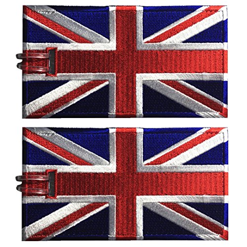 Luggage Tags, UK Flag, Embroidered, 2 Pack, 14 Colors, Never Break!