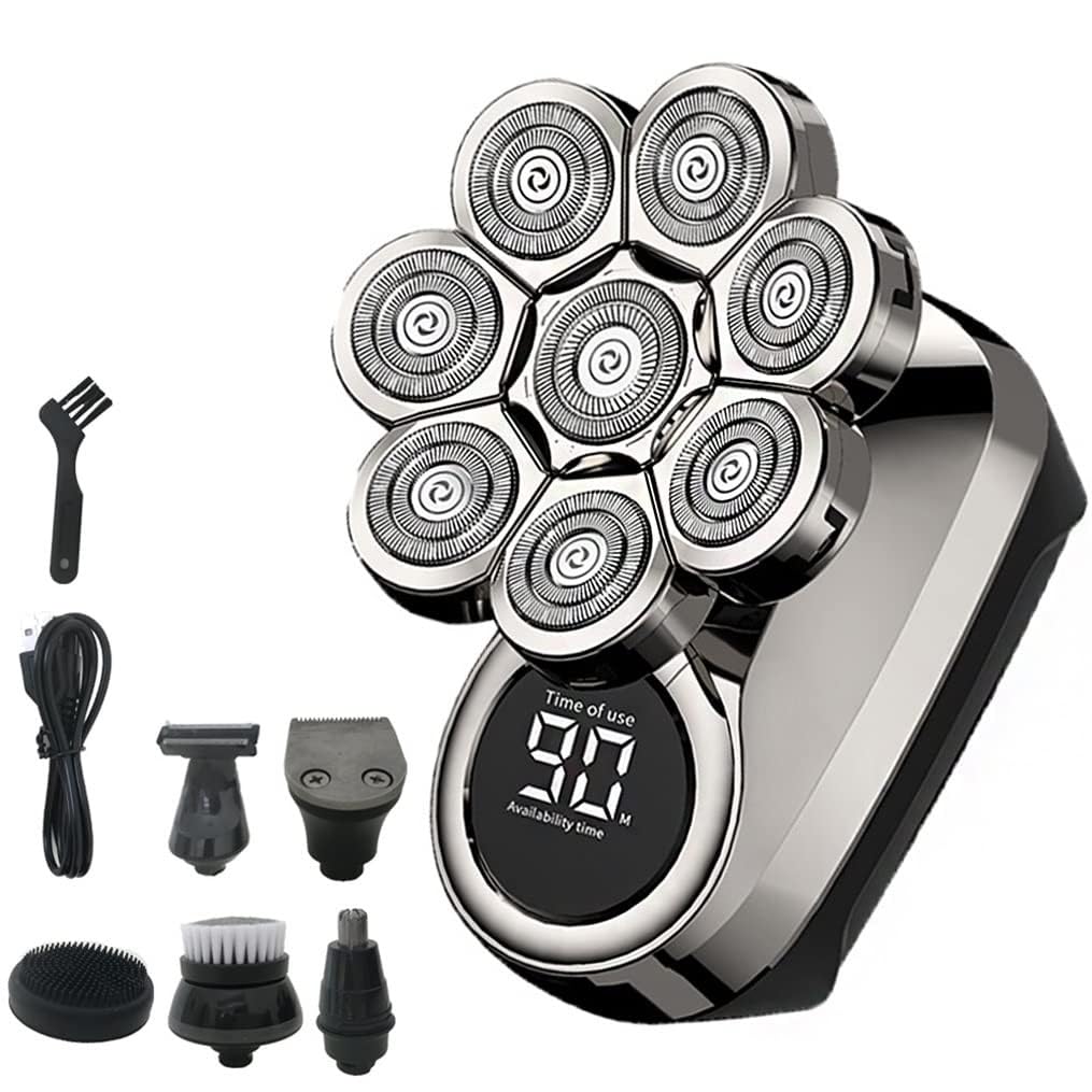 Rasoi elettrici 6 in 1 per uomini calvi, 8 lame Multi Grooming Kit Display Digitale Testa Rasoio Trimmer Barba Rlectric Razor Wet Dry Uomini Macchina da barba facciale