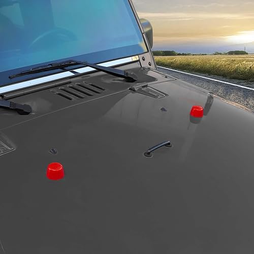 Miniatura 6 de Moldura de cubierta de goma para capó del motor, accesorios de decoración para Jeep Wrangler JK JKU 2007-2018, Rojo