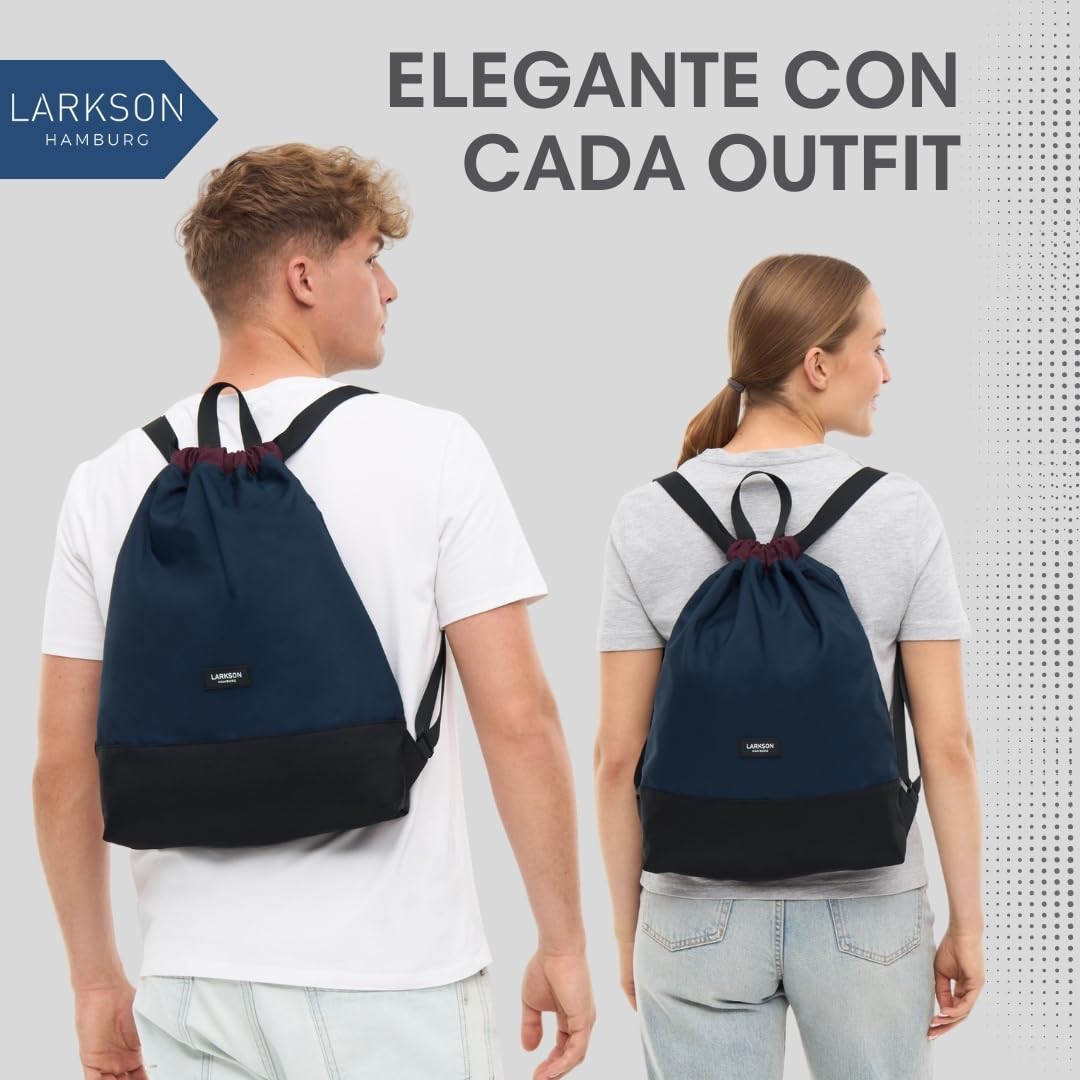LARKSON Bolso de Deporte para Hombre y Mujer Lila - No 7 - Bolsa para niños con Cordón - Mochila pequeña de tela para el Gimnasio - Material reciclado — view 7