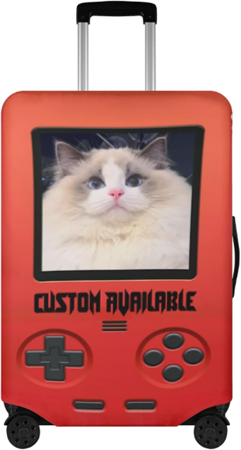 POPCUSTOMS Custom Personalized Travel Luggage Cover, Game Design Suitcase Cover for 18-32 Inch, Washable Baggage Cover, Add Your Photo Text, Gift for Family or Friend