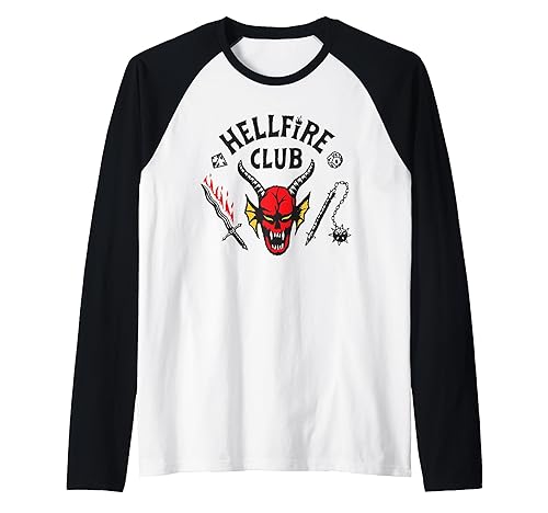Stranger Things Hellfire Logo Maglia con Maniche Raglan