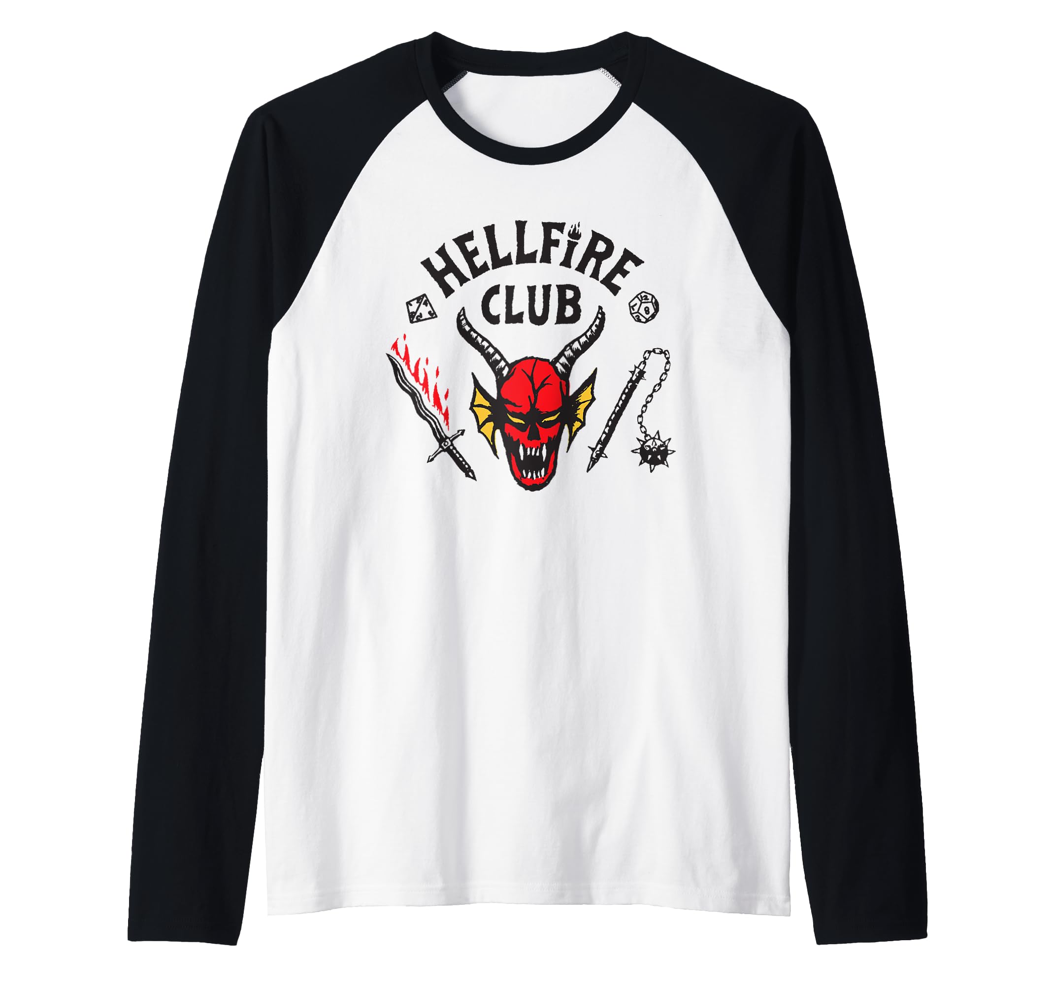 Stranger Things Hellfire Logo Maglia con Maniche Raglan