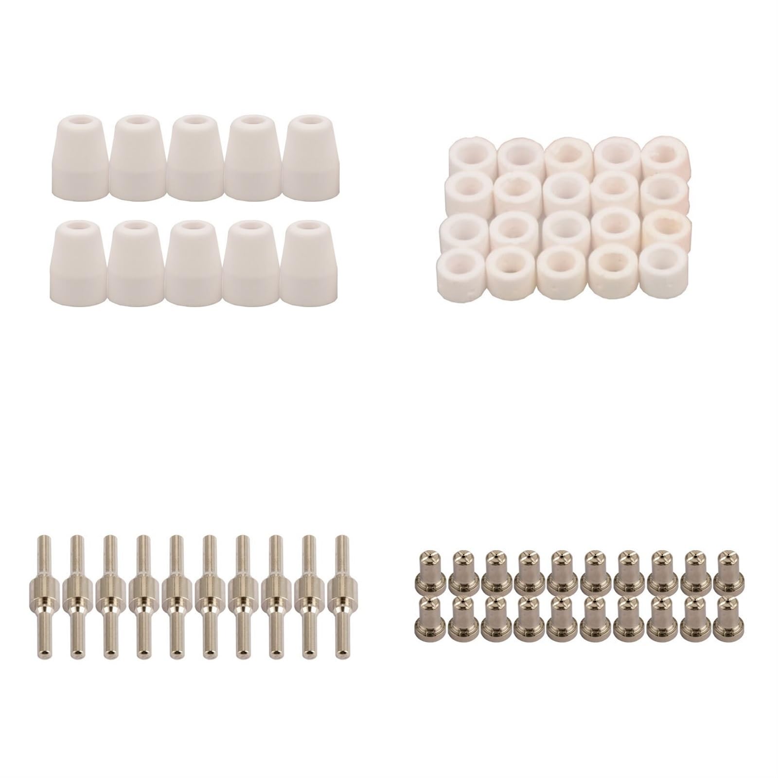 ZagYing 60Pcs PT31 Extended Nickel Plasma Cutter Electrode Tips Cup Plated Consumables for PT-31 CUT40 CUT50 LGK40 HYC410