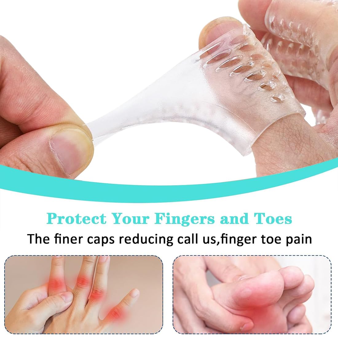12 pcs Protecteur de Doigt, Protecteur de Doigt de Gel, protège-doigts en gel de silicone pour une protection, Protection Des Doigts, Doigtiers Silicone, Support Des Doigts, Transparent