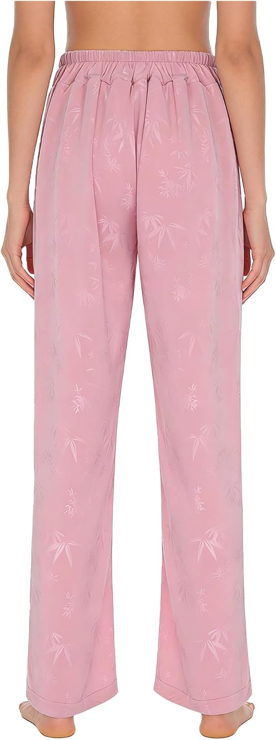 Women's Chinese Style Wide Leg Pants Jacquard Satin Loose Suit Pants Streetwear Clubwear
