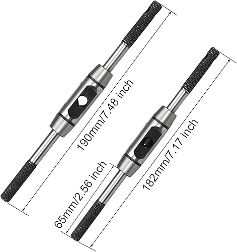 Miniatura 2 de uxcell 2 piezas de llave de grifo mango M1-M8, soporte de barra ajustable M6-M14 Llave de roscado recta llave escariadora