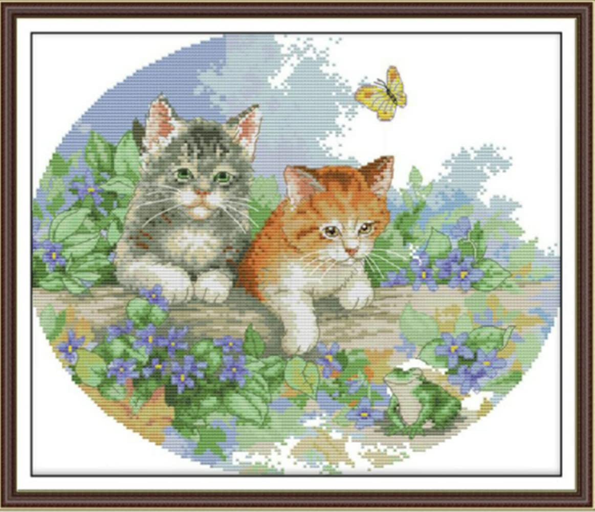 Kit Punto Croce ABEUTY Alice Nel Paese Delle Meraviglie Con Gatto – 14 Ct, Tela 45x38 Cm, Per Adulti E Principianti (senza Cornice), Opzione Stampata O Non Stampata
