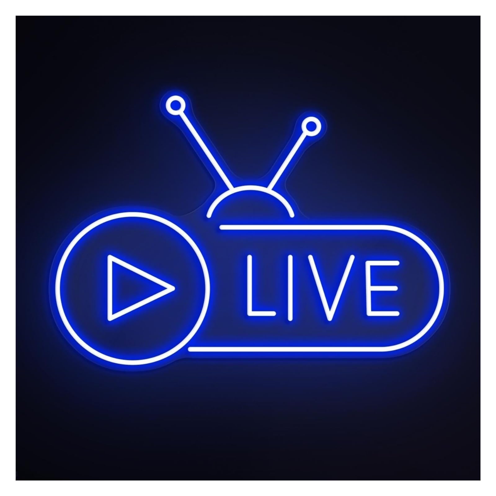 Rongch Blue Hanging Art Signs Live Neon Sign, Suitable For Broadcast Wall Decor With Brightness Adjustable 43Cm