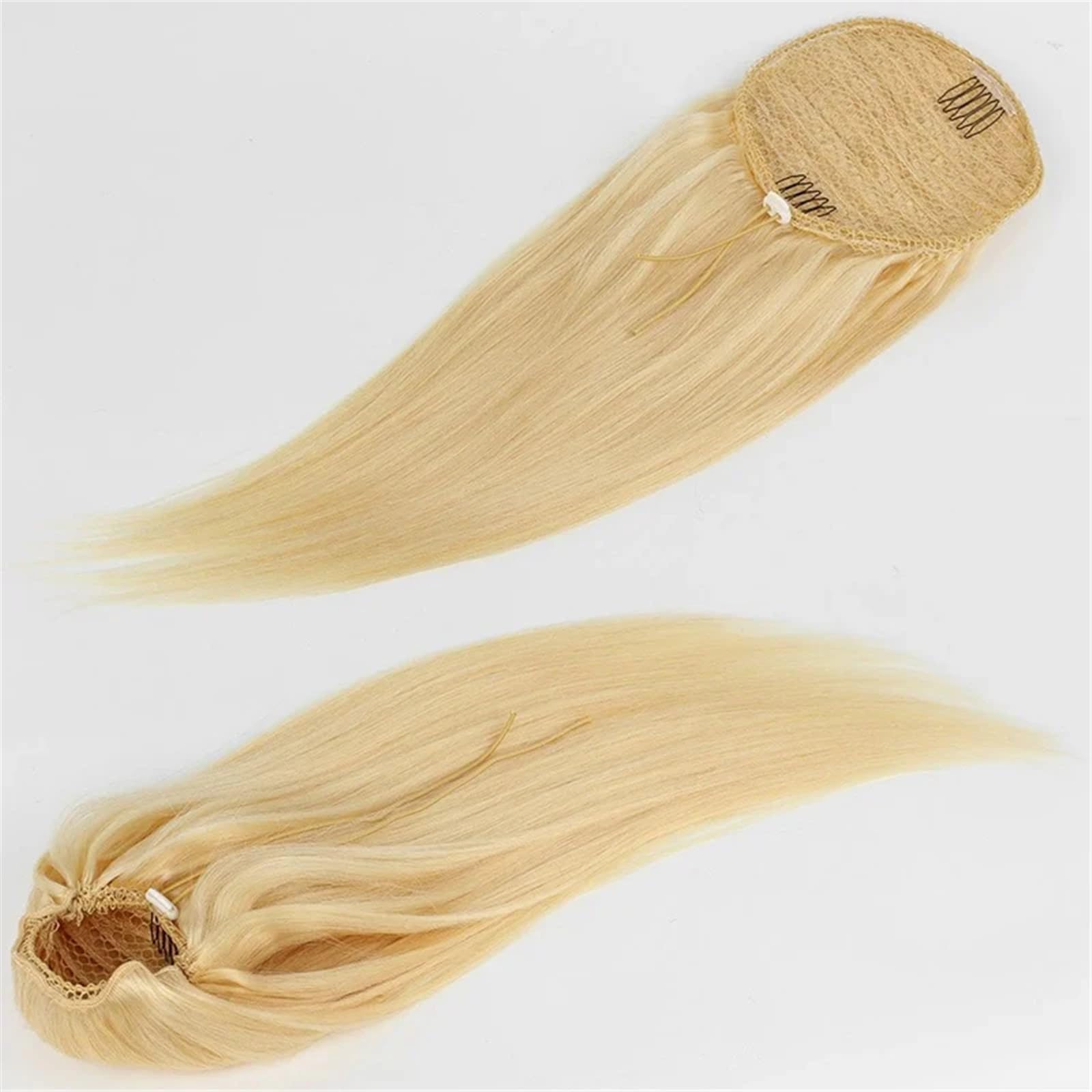 Natural Extensión de cola de caballo rubia con cordón, 100% cabello natural for mujer #613 Aspecto perfecto(16inches)