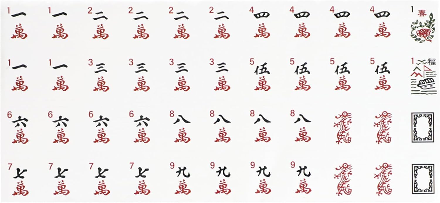 Set of 166 American Mahjong Tile Decal Stickers for Standard-Sized Mahjong Tiles