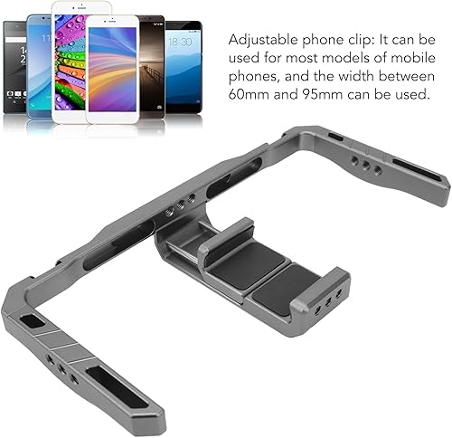 Miniatura 2 de Plataforma de video para smartphone, aleación de aluminio, aparejo de vlogging con asas, jaula portátil para teléfono portátil con cojín de