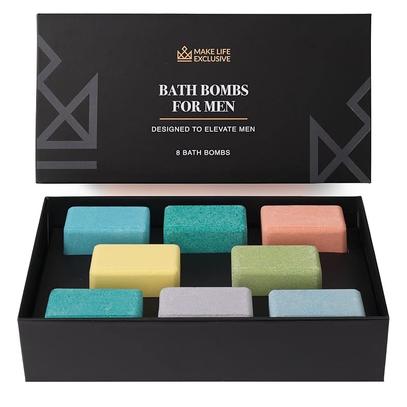 Bombas de banho em formato de bloco MAKE LIFE EXCLUSIVE para homens, pacote com 8