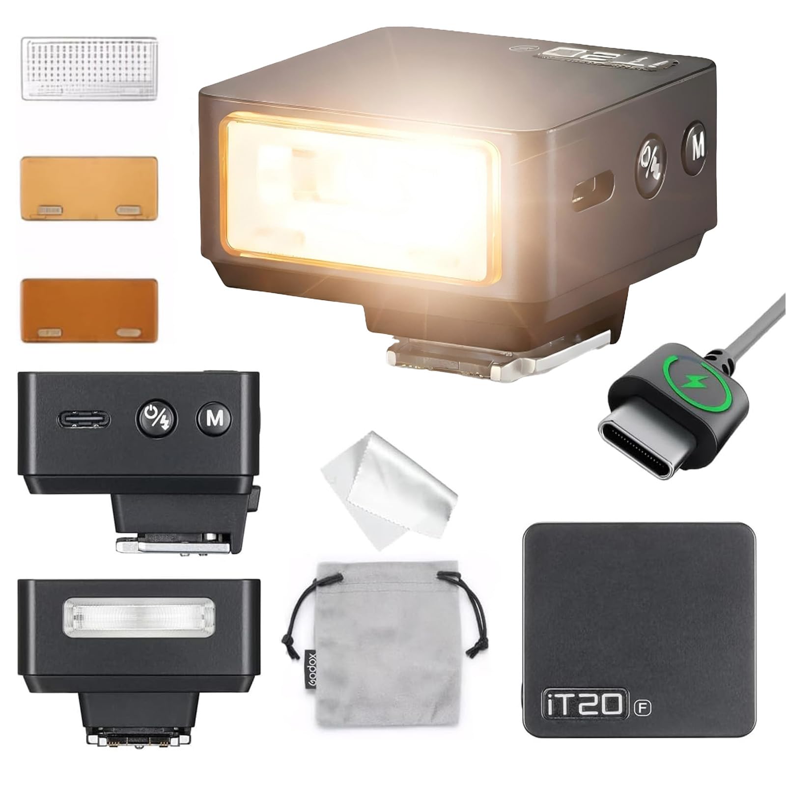 Flash GODOX IT20 F TTL Auto-flash Compatibile Fujifilm X100VI GFX100RF XS20 XS10 XT30 II XT5 XM5 GFX50S GFX50R X-T4 X-T3 X-E4 Nero