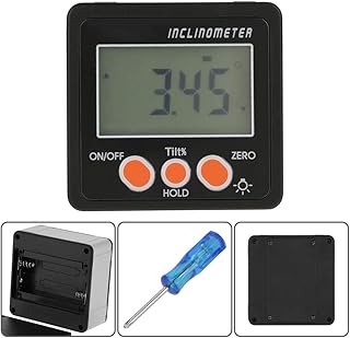 Digital Inclinometer, Digital Protractor,Bevel Box,with LCD Display,Screwdriver and Magnets,Data Hold 4 X 90Â° (Black)