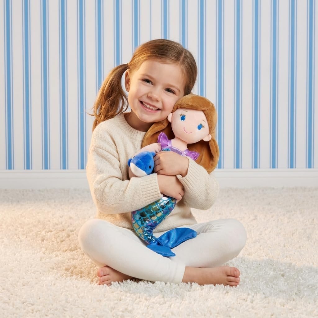 June Garden Atlantic Wonders Series - Mermaid Princess Nerida Oceanwhisper - 16" Soft Plush Stuffed Mermaid Doll Gift for Toddler Girls