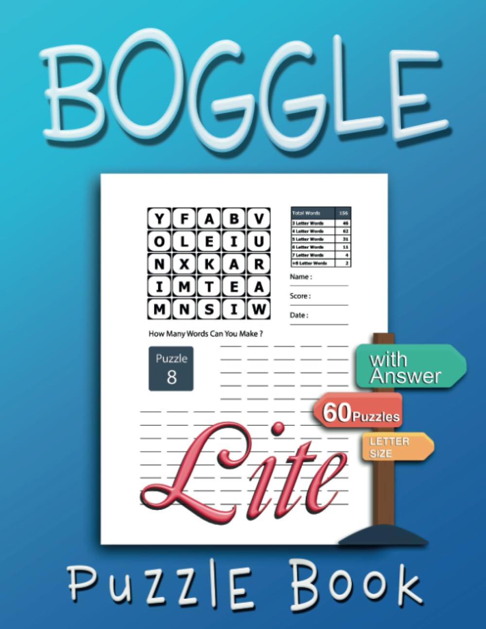 Boggle Lite Puzzle Book: Boggle Your Mind! , Enjoy over 60 puzzles , 8.50 x 11 in, Puzzles & Solutions.