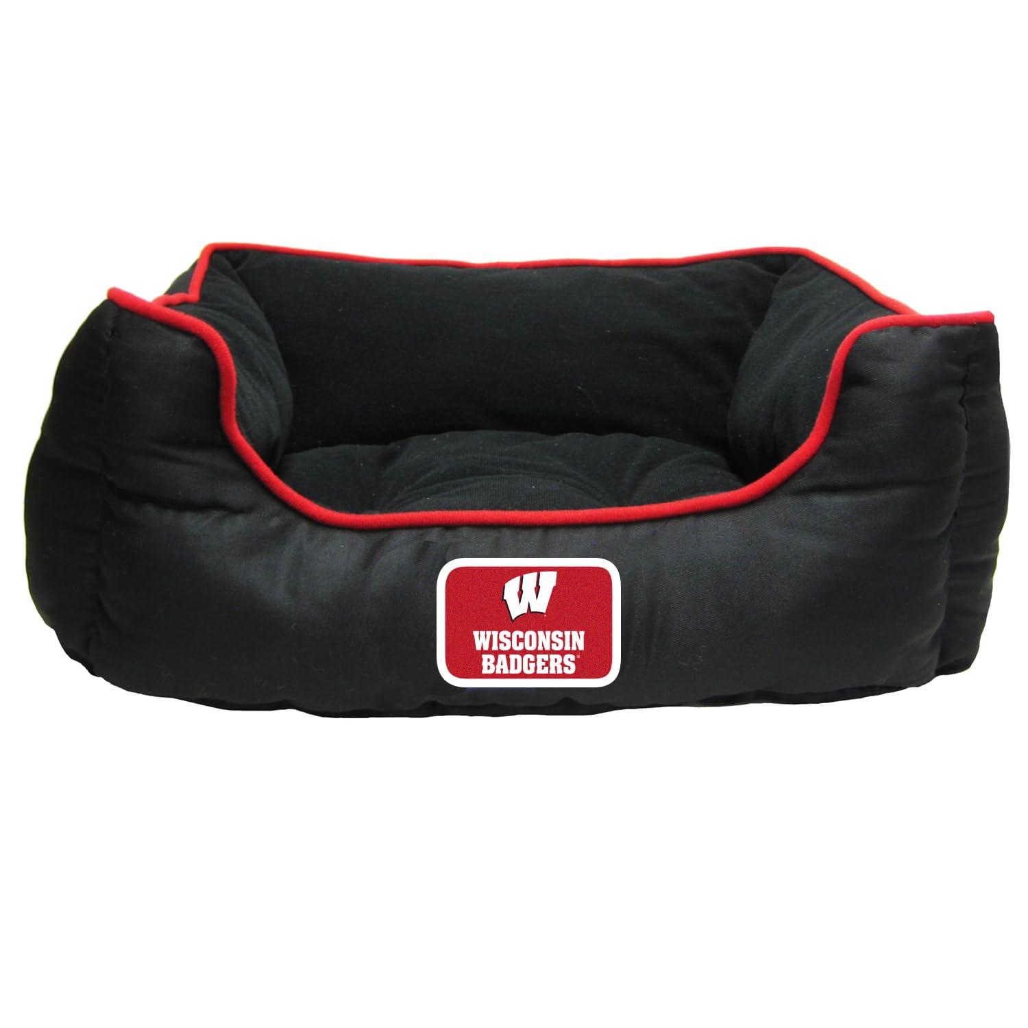 Pets First NCAA Wisconsin Badgers Dog Cuddle Bed. Comfortable Pet Bed with Emroidered Team Name & Logo