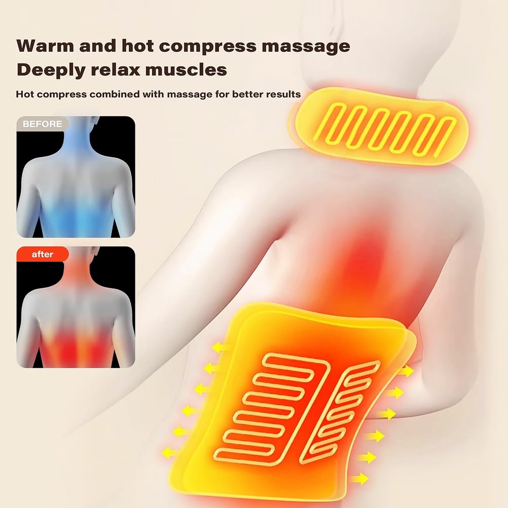 Estera de Masaje de Cuerpo Completo, Almohadilla De Colchón Vibratorio con Calor, 20 Cabezales De Masaje Shiatsu Para Cuello Espalda Cintura Piern