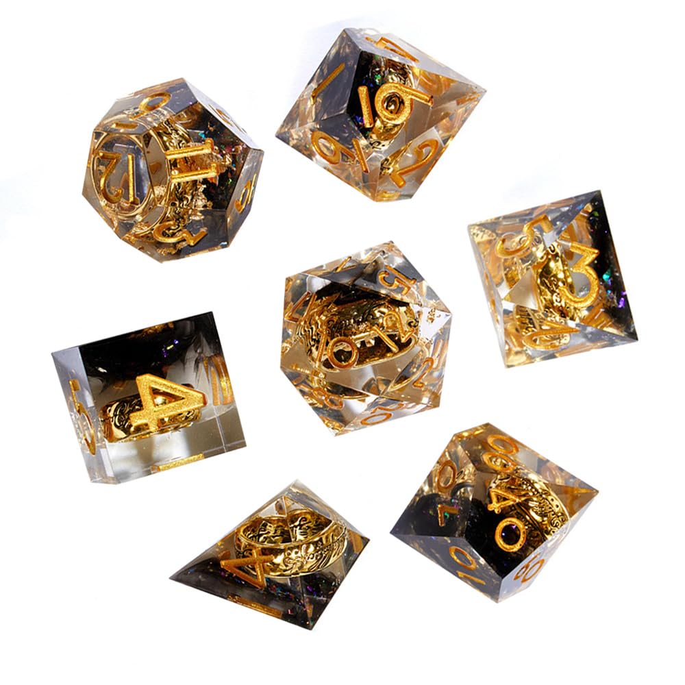 CENPEK Resin DND Dice Set DND with Gifts Box, Red Sharp Edge Polyhedral and RPG Role Playing Game Dice
