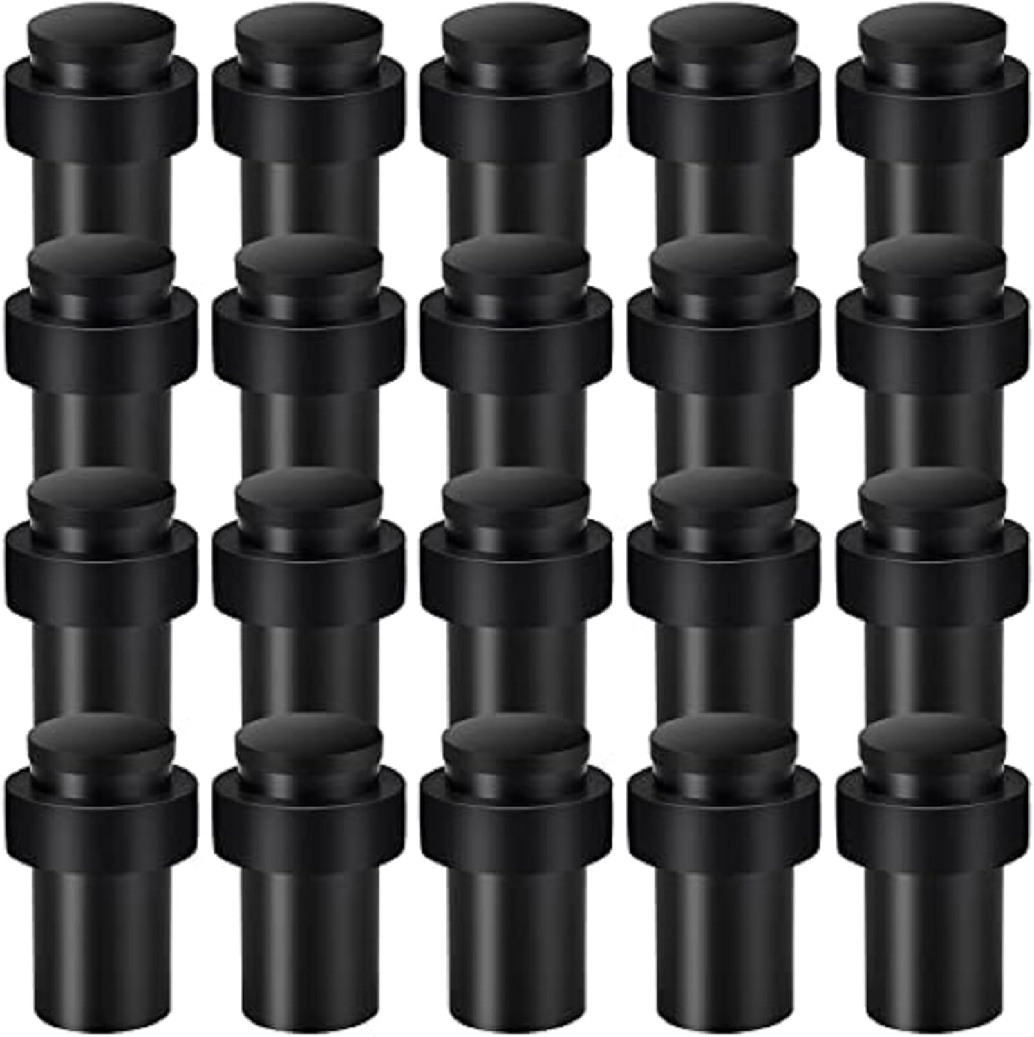 KOLAKO Door Stoppers, 20 Pack Cylindrical Floor Mount Door Stop Heavy Duty Doorstops Stainless Steel Metal Safety Floor Black Door Stops for Wall