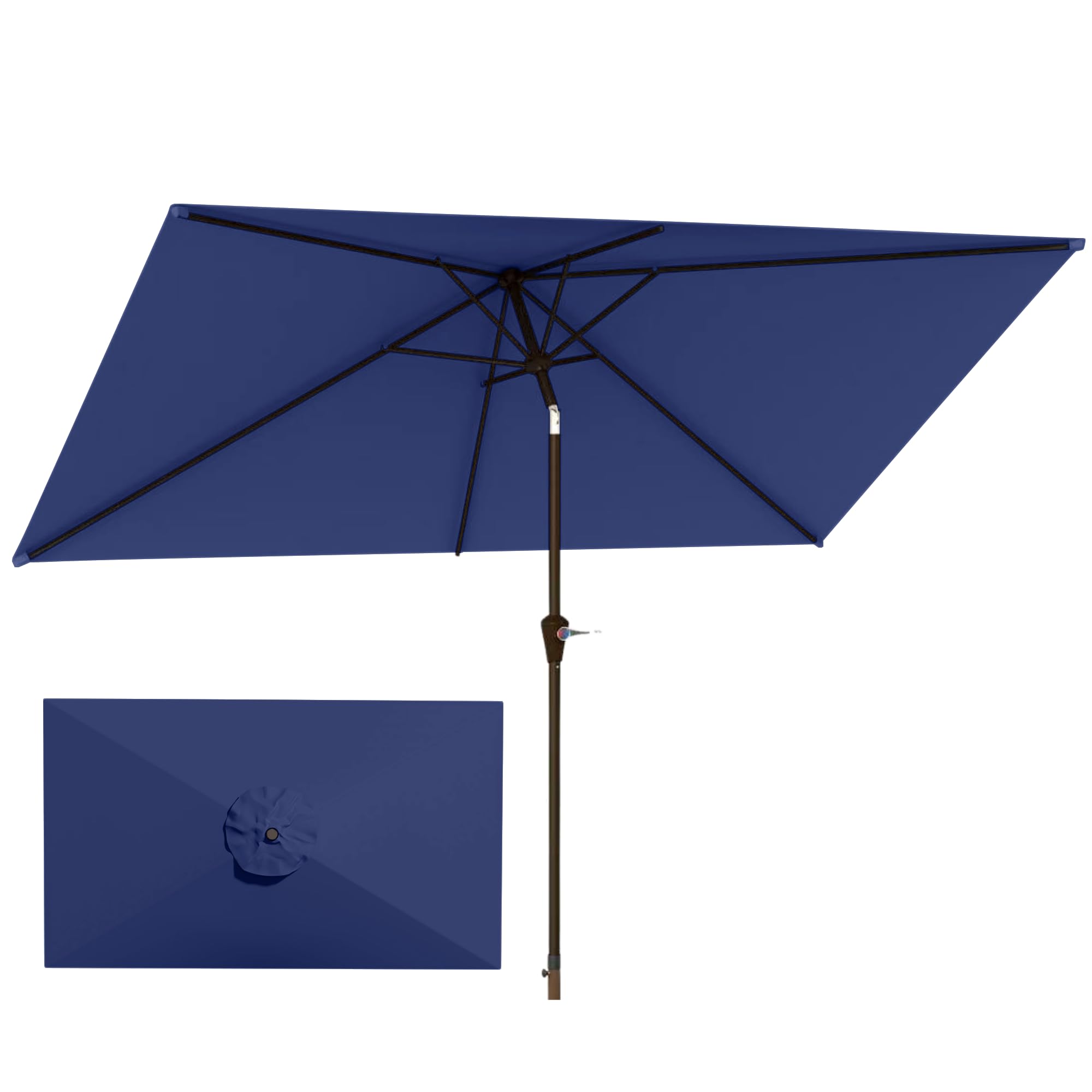 6.5'x10' Rectangular Patio Outdoor Umbrella,Large Coverage with Push-Button Tilt & UV Protection,Sturdy Ribs for Deck,Lawn,Pool,Backyard