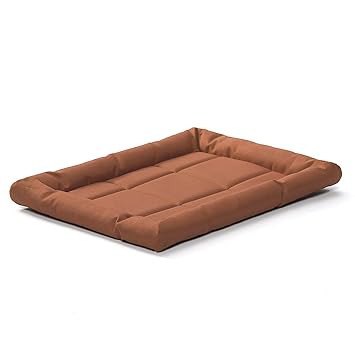 KOZI PET Rectangular Shaped Oxford Fabric Fiber Filled Dog & Cat Beds (Export Quality) (Small, Brown)