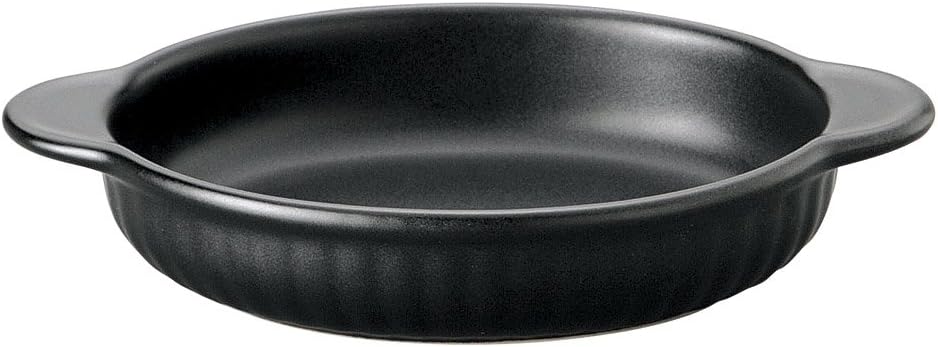 Western Pottery Open Black Serum, Durable Oval Gratin, 9.1 x 5.7 x 1.6 inches (23 x 14.5 x 4 cm), Restaurant, For Restaurants, Commercial Use