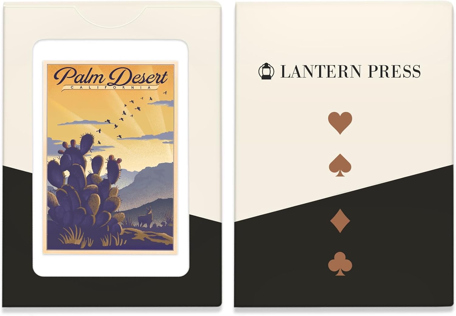 Lantern Press Palm Desert, California, Lithograph, Cactus and Desert Scene, 52 Playing Cards for Adults, Poker Size Card Deck