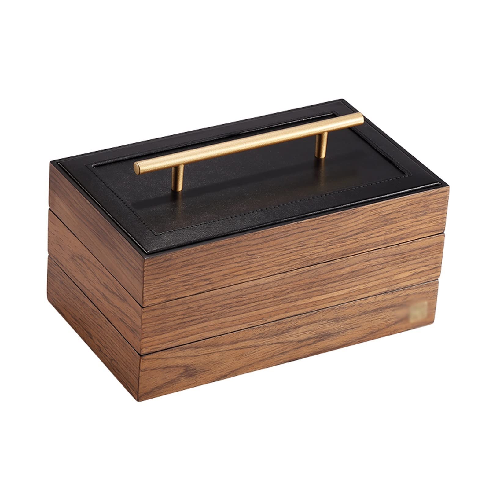 Boîte à bijoux en bois de noyer massif à 3 niveaux pour femme