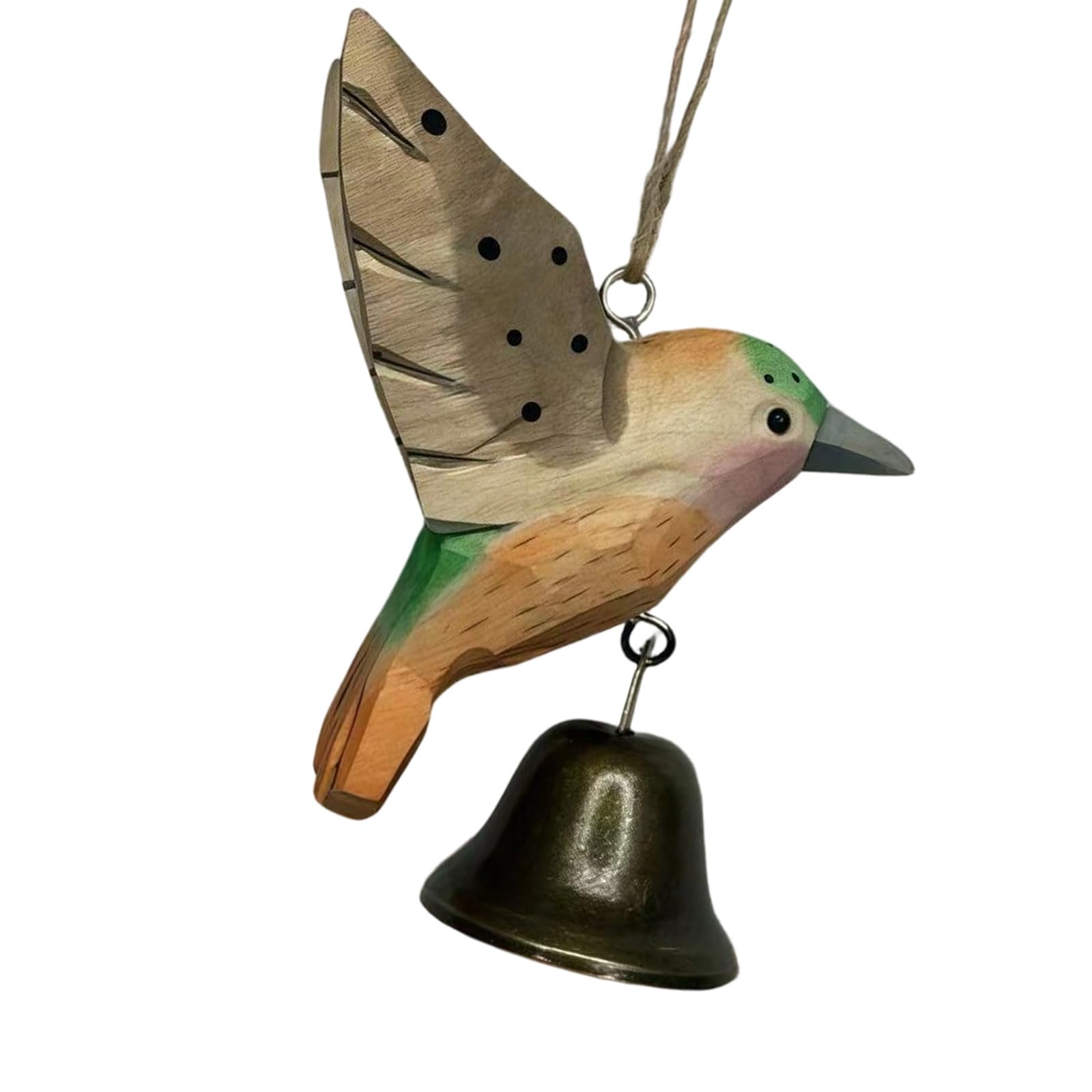 Hand Carved Wood Hummingbird Wind Chimes with Bells Figurines for Home Decor Wood Wind Chimes