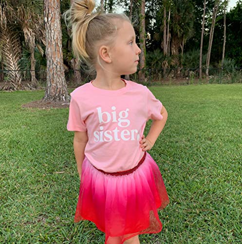 Image of Big Sister & Little Sister Sibling Reveal Announcement T-Shirt for Girls Toddler Baby