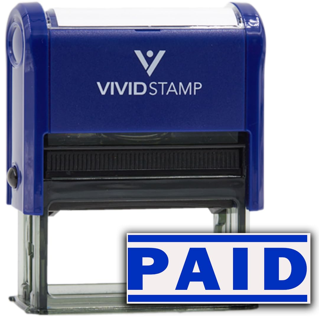 Paid Self Inking Rubber Stamp (Blue) - X-Large