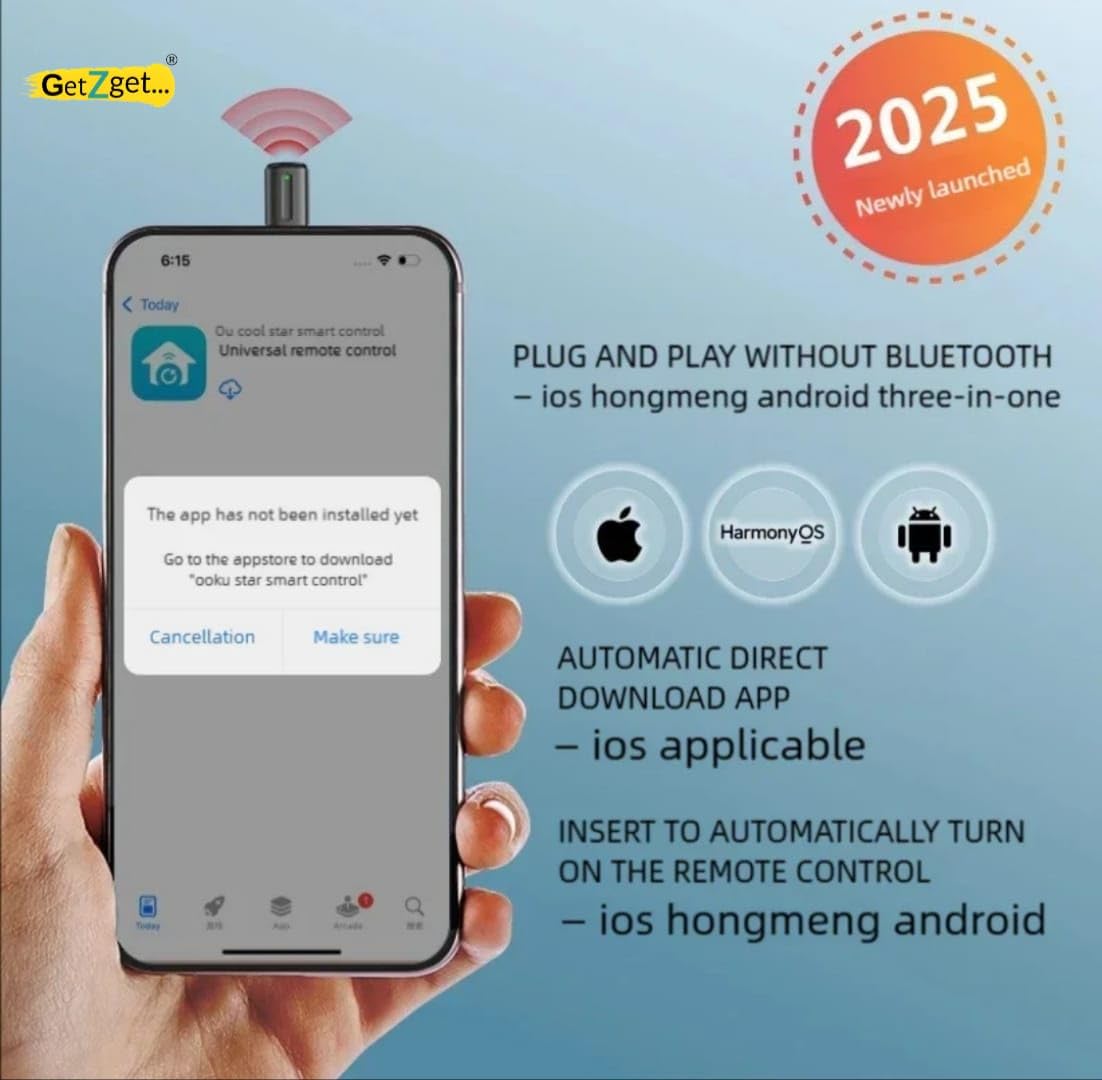 GetZget® Updated Ocrustar 7th Gen 2026 Mini Smartphone IR Blaster Remote Controller Adapter Compatible with Android & iOS iPhone Mini Infrared Control All in One Air Conditioner/TV/DTH/STB (Type-C) — Amazon image 2