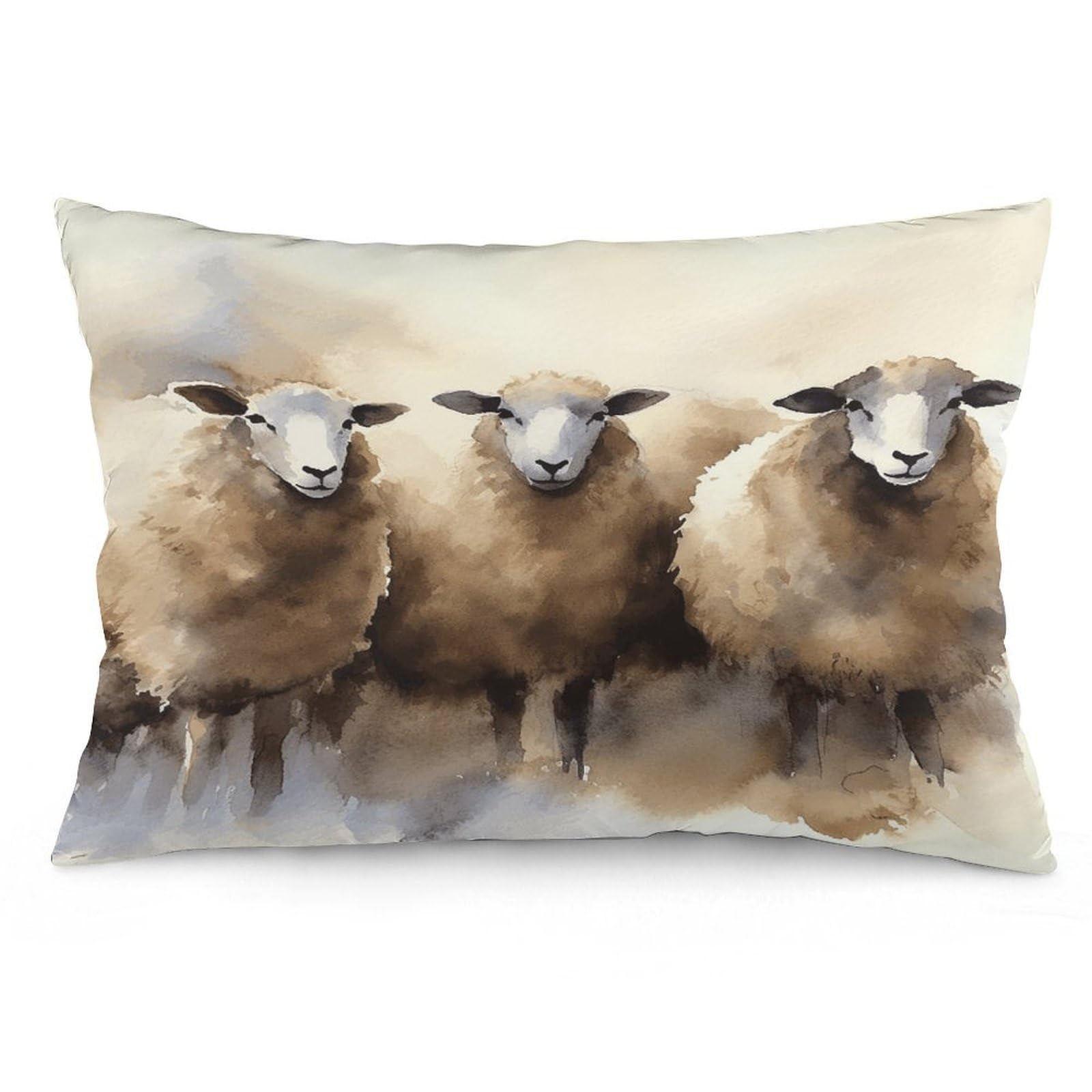 Sheeps Watercolor Throw Pillow Cover Soft Lumbar Pillow Covers with Zipper Breathable Rectangular Cushion Case Polyester Pillow Case Decorative Body Pillow Cover for Couch Bed