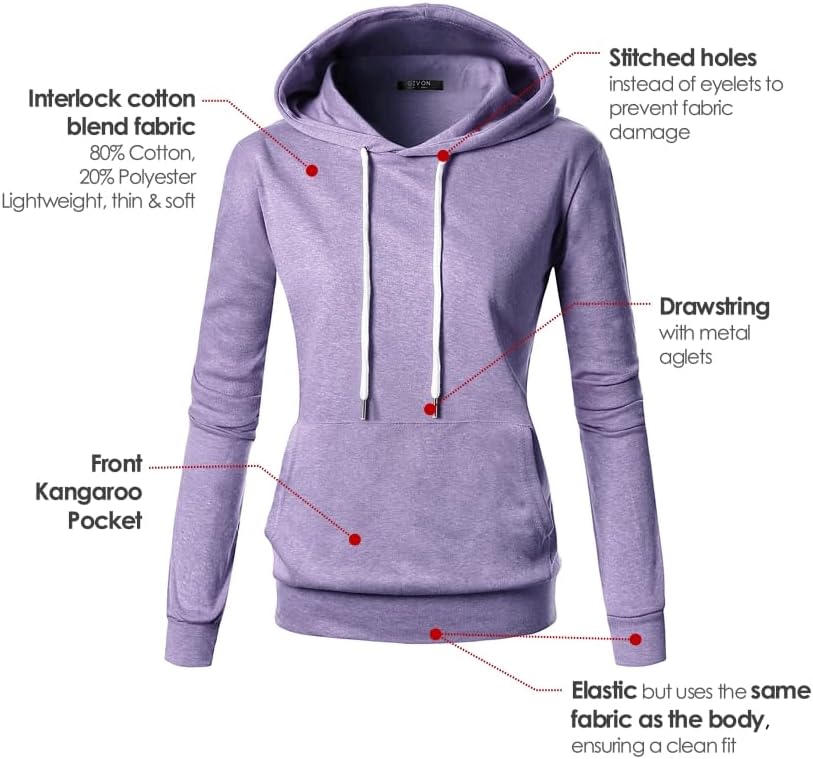 GIVON Women's Essential Pullover Hoodie Lightweight Long Sleeve Comfort Sweatshirt for Everyday Wear - Image 6
