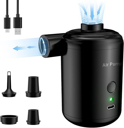 Bomba de aire portátil para inflables, recargable por USB de 3600 mAh, funciona con pilas, mini inflador y deflador para piscina, colchón inflable