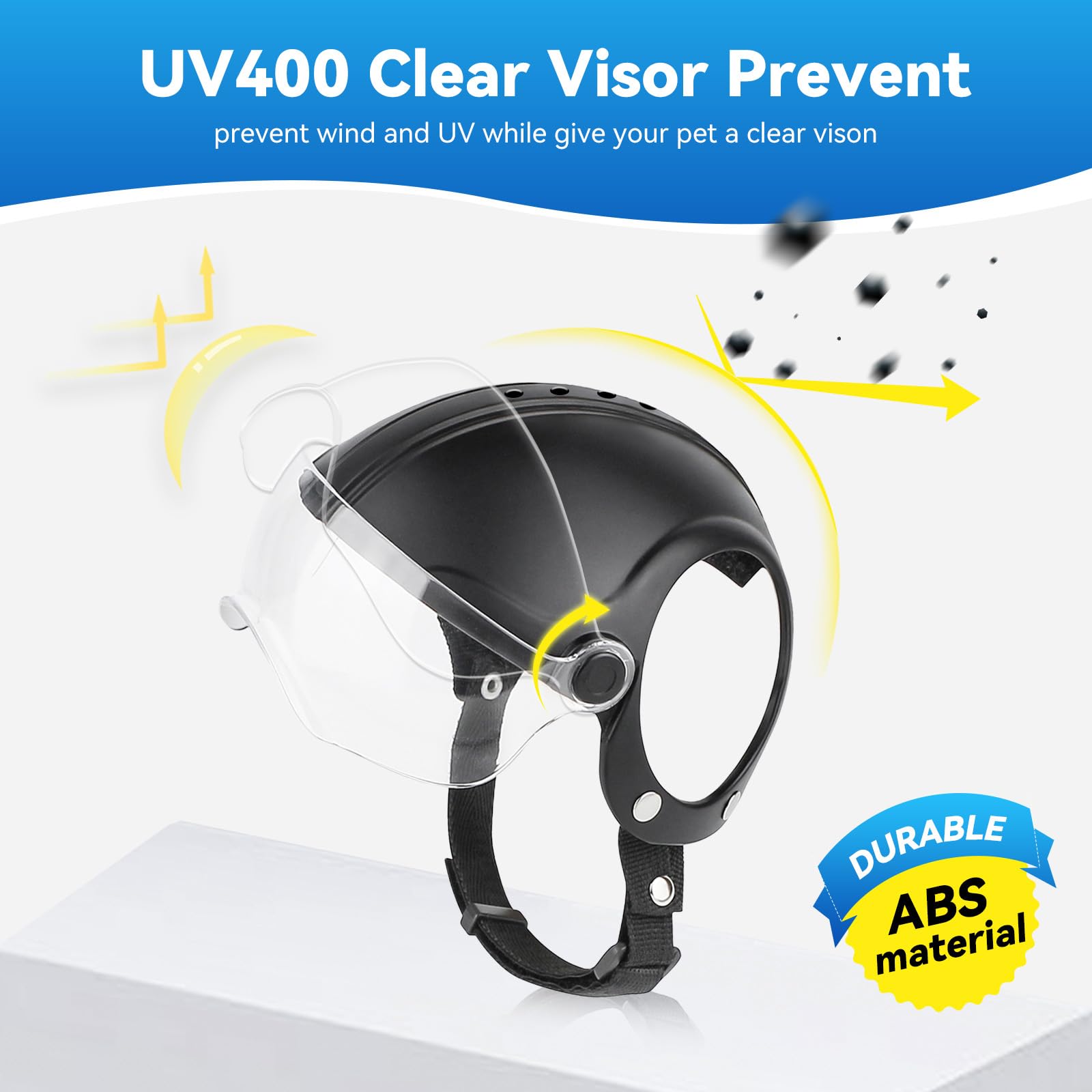 LESYPET Dog Helmet Small Breed, Dog Motorcycle Helmet Drop-Down Clear Visor for Outdoor Motorcycling Windproof Pet Hat with Ear Hole