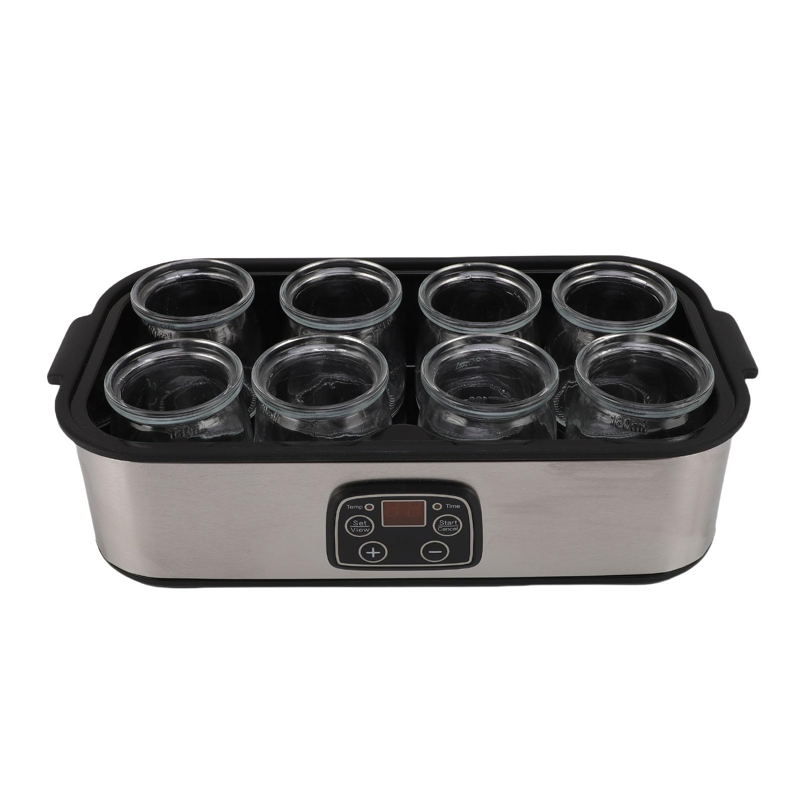 Asixxsix Yogurtera eléctrica con 8 tarros de cristal, máquina de yogur con pantalla LCD y control de programa, alarma sonora, calentamiento a temperatura (EU enchufe 220V)