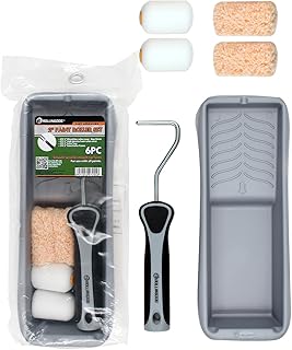 ROLLINGDOG Small Paint Roller - 2 Inch Roller Frame with Foam and Microfiber Roller Covers,Paint Tray,2" Paint Set with Tray,Painting Tool for Walls, Cabinets, Doors, Cupboards(6 PC)