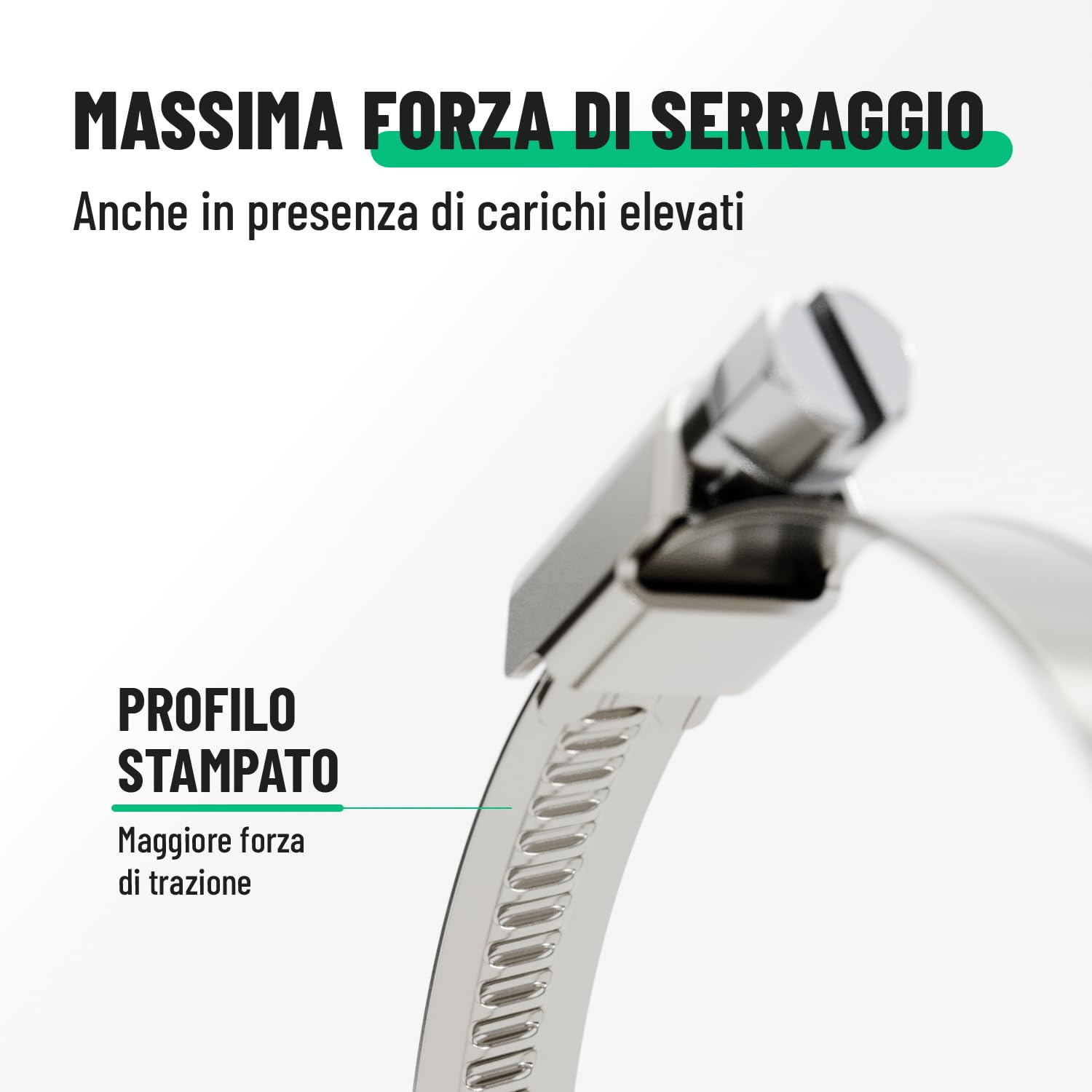 greate 50x fascette stringitubo acciaio inox 50-70 mm - fascette a vite regolabile con larghezza banda 9 mm - per piscina, stagno, lavatrice e altro