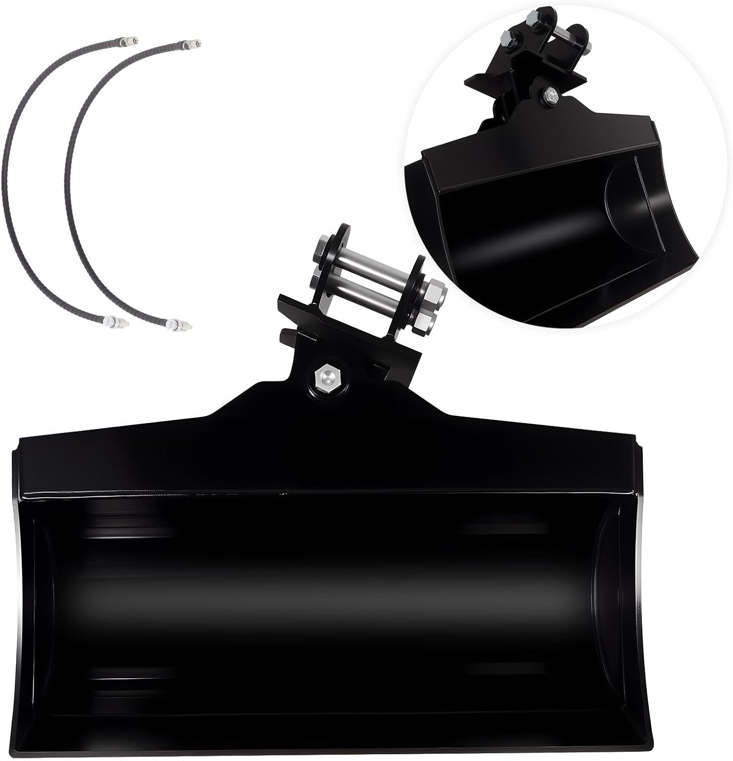 800mm Plain Mud Bucket, Hydraulic Tilting Attachment for Mini Excavator, Toothless Dredging Bucket for River & Slope Grading, Verify Fit: 25mm Pin Hole, 90mm Inside Width