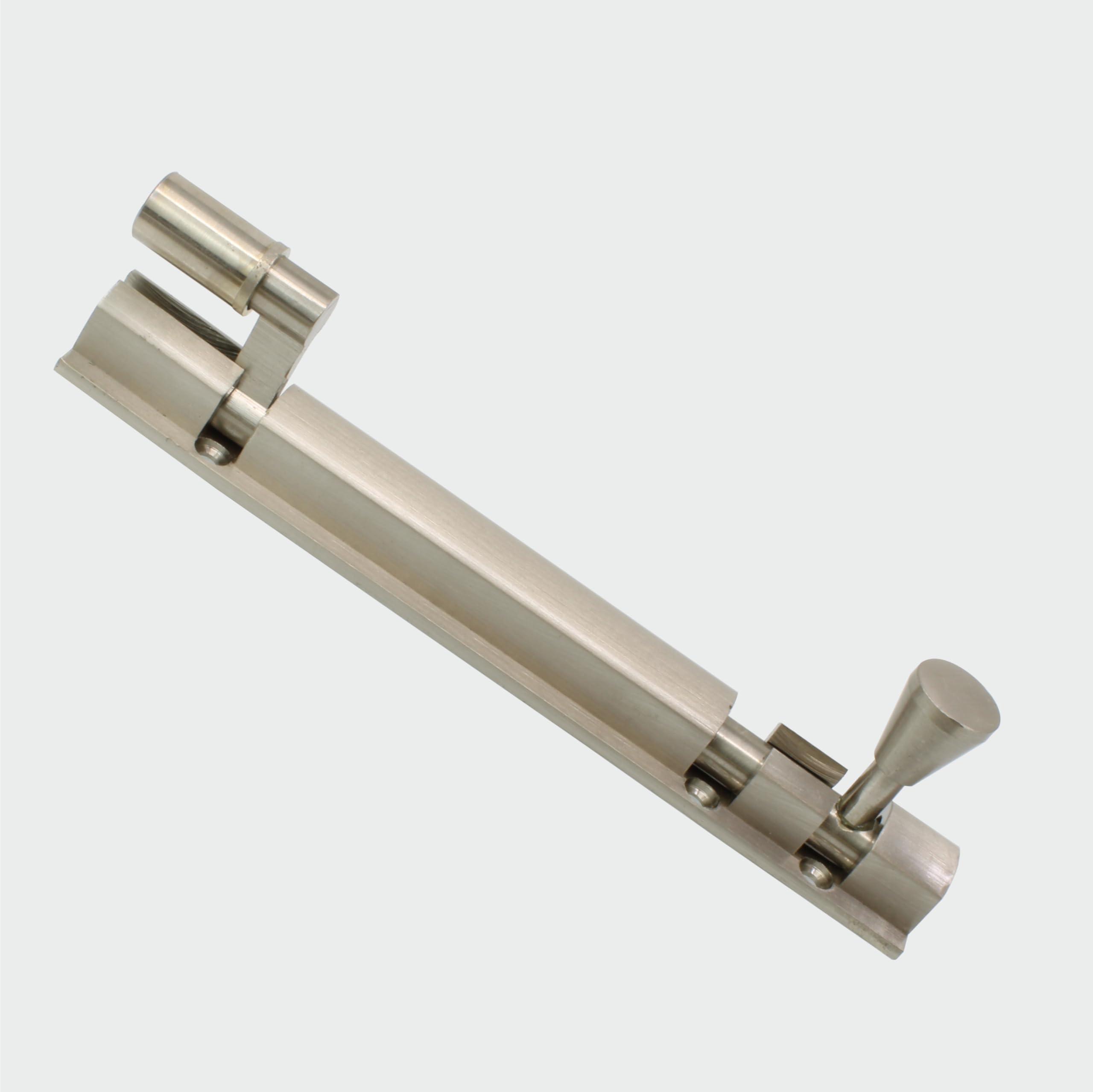 Brass Plate Step Xylo Marble/Neck/L-Shaped Tower Bolt, Door Latch Kundi for Home and Office Doors/Windows/Cupboards/Wardrobes (4" INCH, SS MATT, Pack of 1)